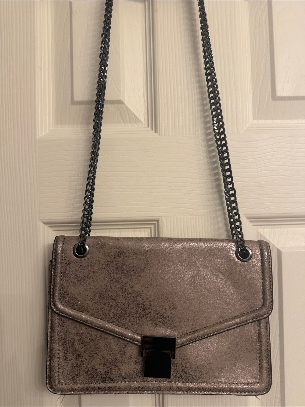 Clarks Metallic Taupe Shoulder Bag with Chain Strap